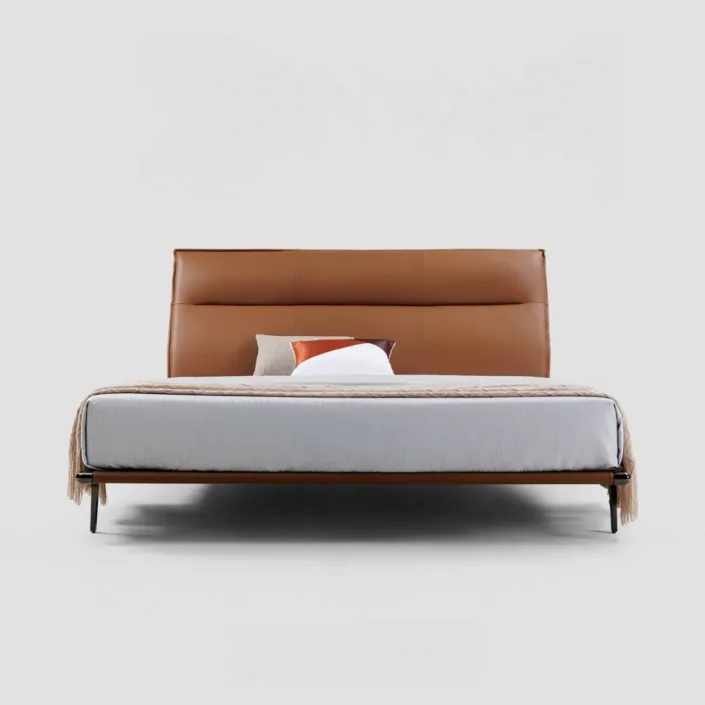 Steel Frame Poltrona Frau Genuine Leather Bed