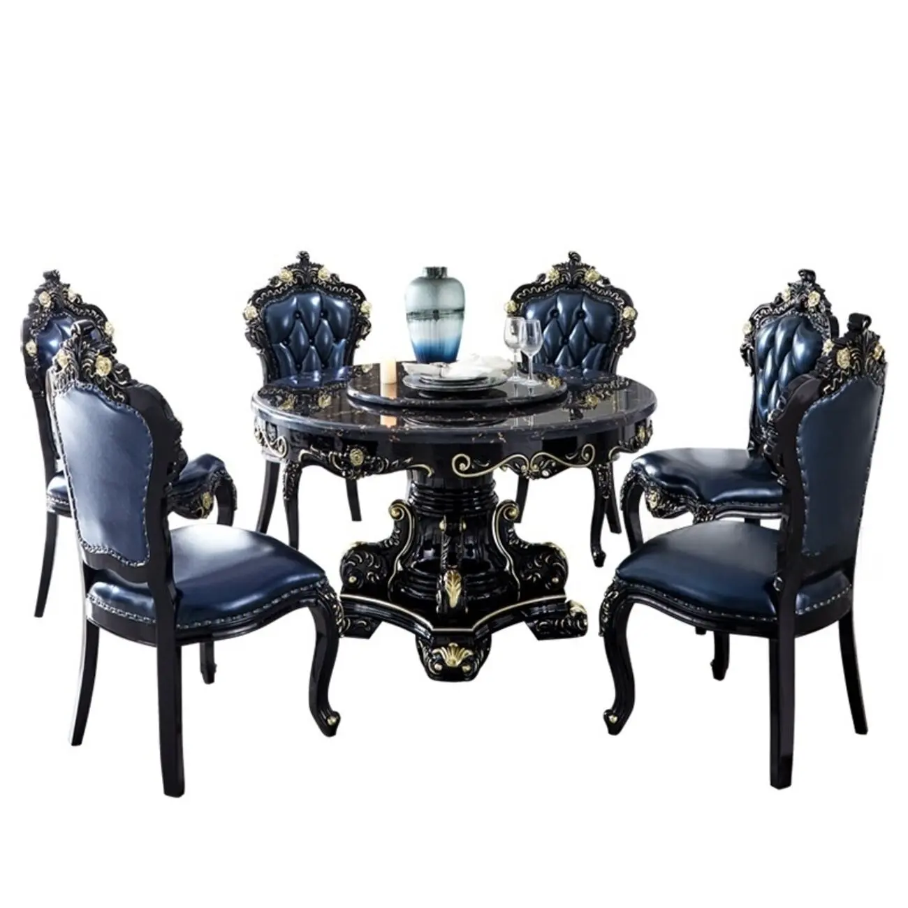 主图-04 Globe Sofa - European-style solid wood carved dining table and chair set