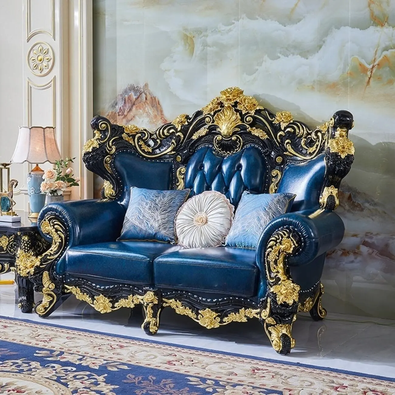 主图-04 Globe Sofa - European Style First Layer Cowhide Palace Villa Sofa