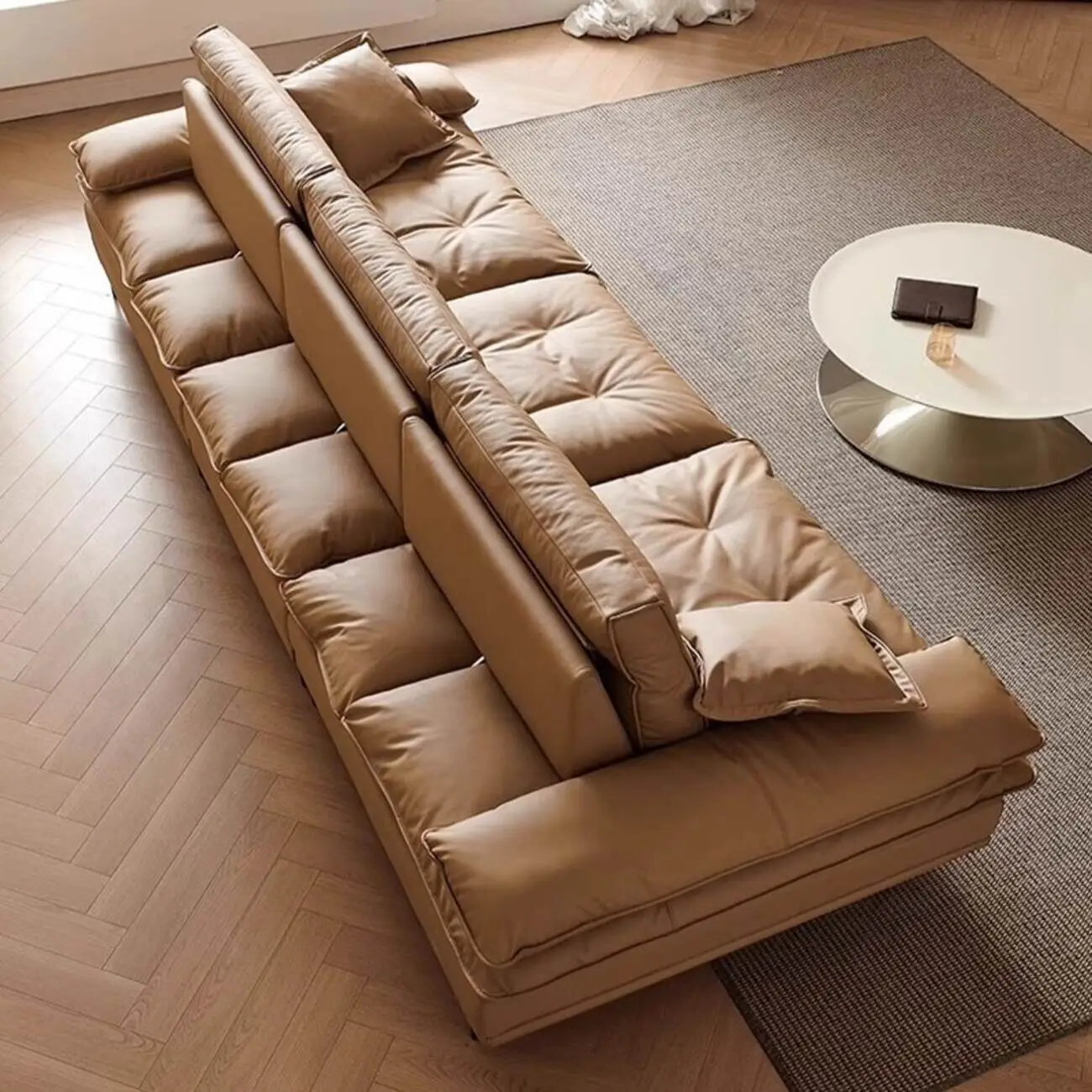 主图-04 Globe Sofa - Sailboat-inspired minimalist genuine leather sofa