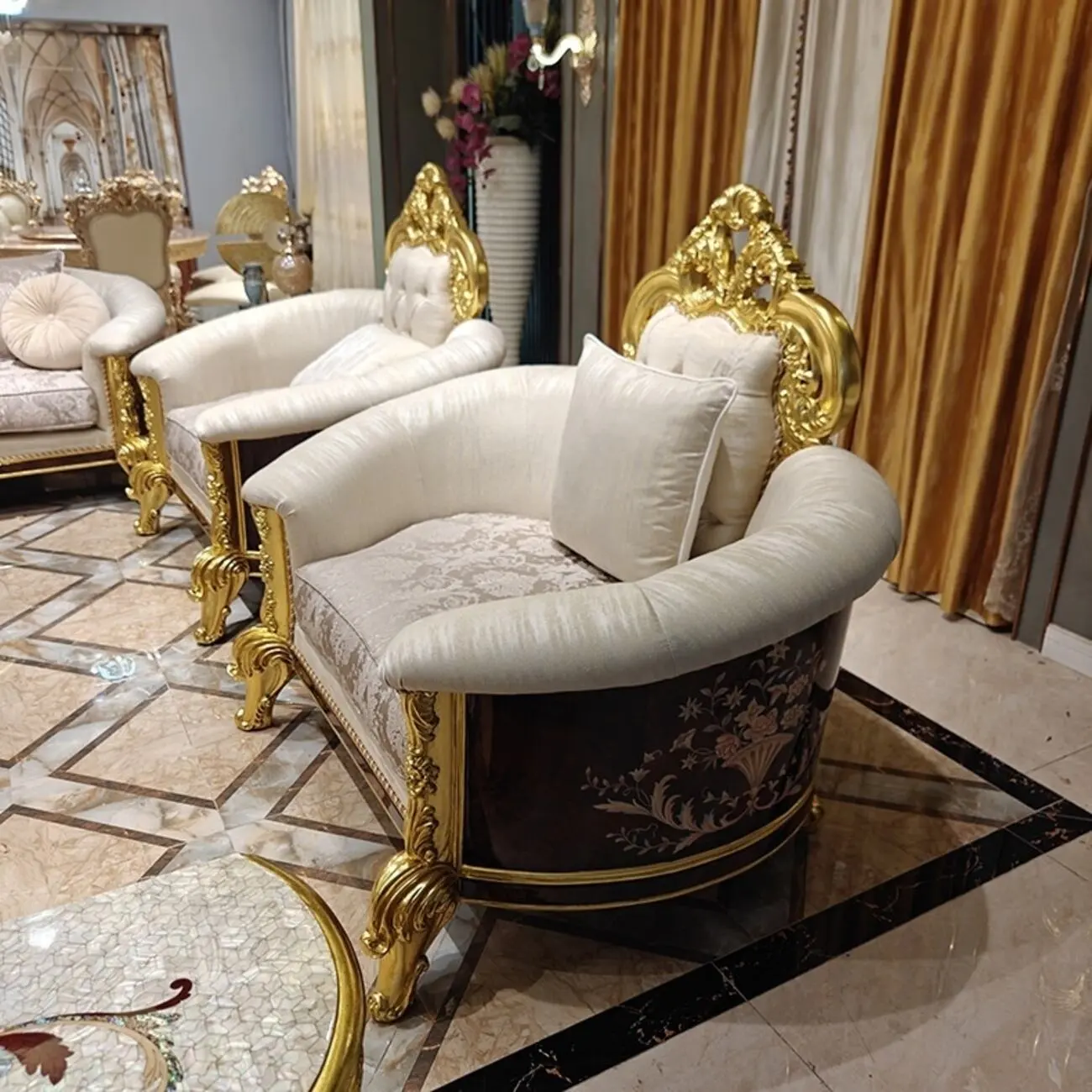 主图-05 Globe Sofa - French-style Palace Solid Wood Carved Upholstered Sofa of Noble Luxury