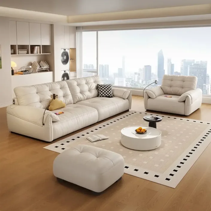 Globe Sofa - Cream Style Minimalist Rechargeable Leather Sofa Globe Sofa - Cream Style Minimalist Rechargeable Leather Sofa