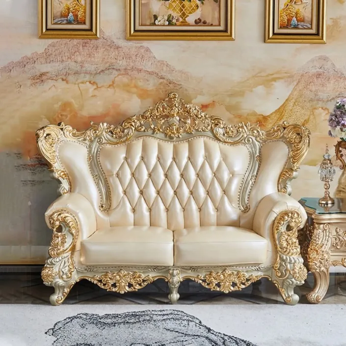 Globe Sofa - Top European Solid Wood Carved Villa Top Layer Cowhide Sofa Globe Sofa - Top European Solid Wood Carved Villa Top Layer Cowhide Sofa