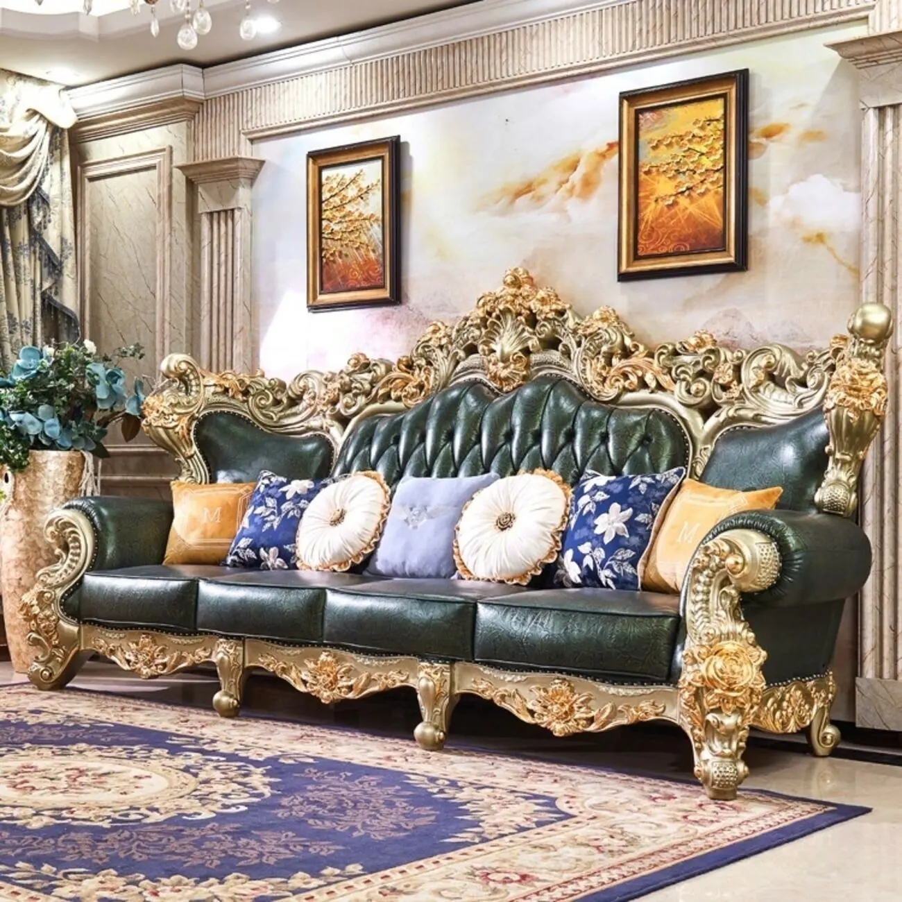 主图012 Globe Sofa - European Luxury Top-Grain Cowhide Villa Sofa