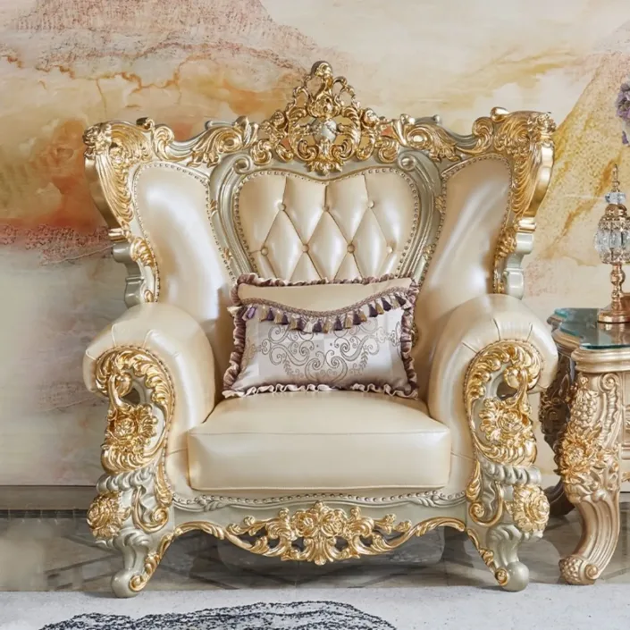 Globe Sofa - Top European Solid Wood Carved Villa Top Layer Cowhide Sofa Globe Sofa - Top European Solid Wood Carved Villa Top Layer Cowhide Sofa